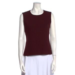Prada Burgundy Virgin Wool Crew Neck Sleeveless Slim Fit Top Size IT 44 US 8